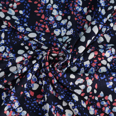 Seville - Navy Pebbles Viscose Elastane Single Jersey Fabric - 1.40m Remnant
