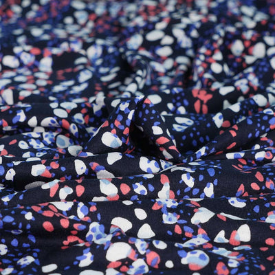 Seville - Navy Pebbles Viscose Elastane Single Jersey Fabric - 1.40m Remnant