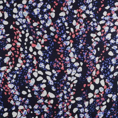 Seville - Navy Pebbles Viscose Elastane Single Jersey Fabric - 1.40m Remnant
