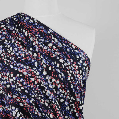 Seville - Navy Pebbles Viscose Elastane Single Jersey Fabric - 1.40m Remnant