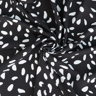 Sierra - Black Shapes Viscose Poplin Woven Fabric