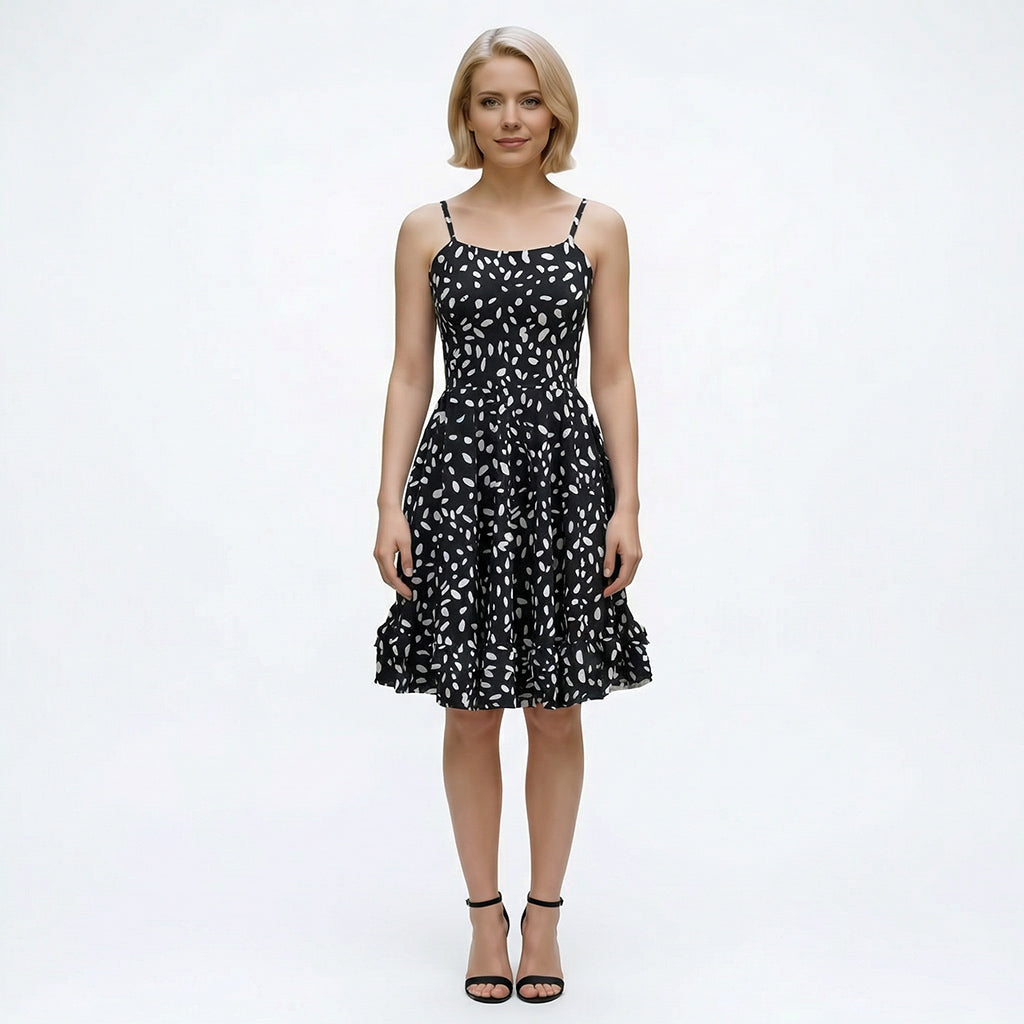 Sierra - Black Shapes Viscose Poplin Woven Fabric