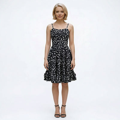 Sierra - Black Shapes Viscose Poplin Woven Fabric