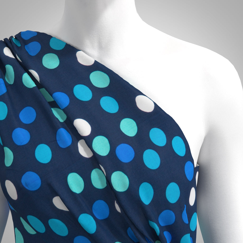 Sierra - Blue Tiddlewinks Viscose Poplin Woven Fabric