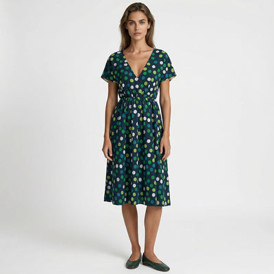 Sierra - Green Tiddlewinks Viscose Poplin Woven Fabric