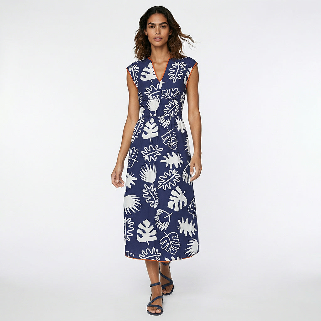 Sierra - Navy Canopy Viscose Poplin Woven Fabric