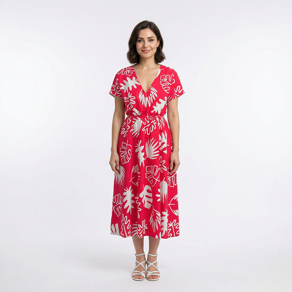 Sierra - Red Canopy Viscose Poplin Woven Fabric