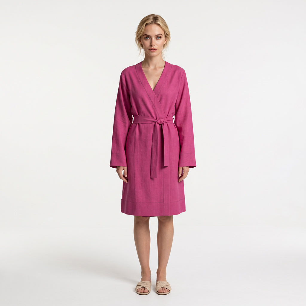 Spa - Hibiscus Pink Pastel Viscose Linen Silky Noil Woven Fabric