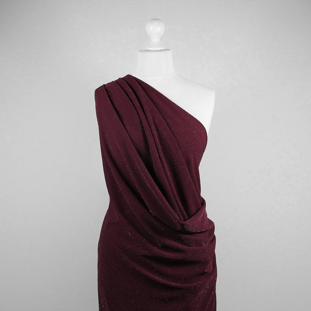 Sparks - Mulberry Scuba Crystal Crepe Stretch Fabric