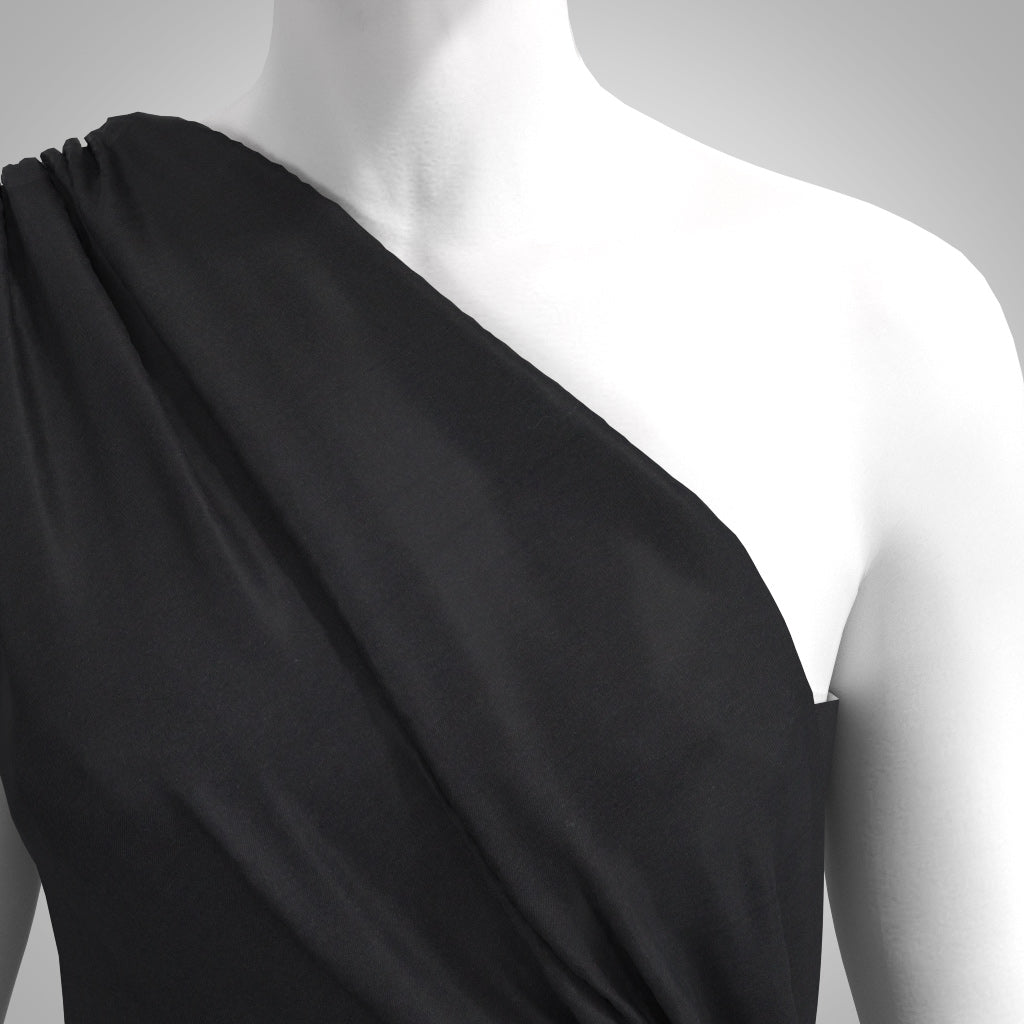 Trieste - Black Modal, Bamboo and Tencel Woven Twill Fabric