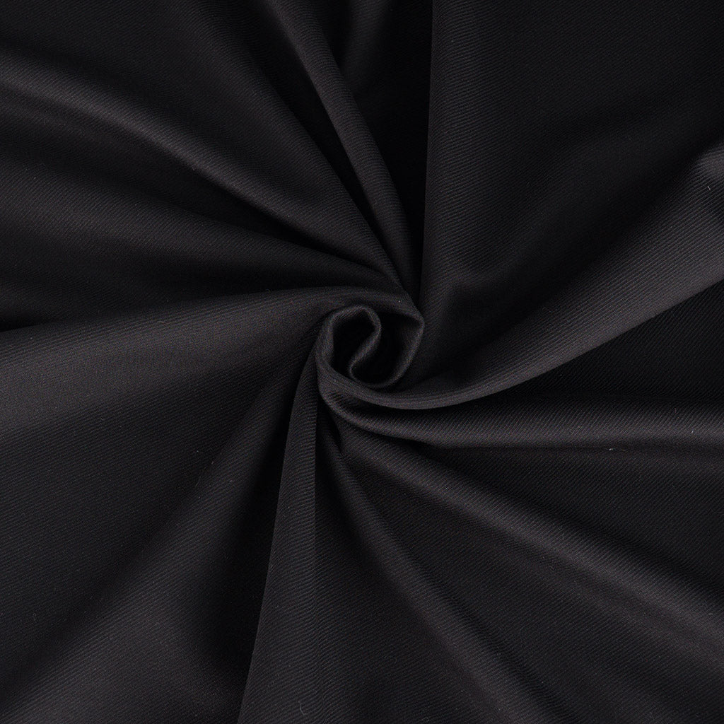 Turin - Black Twill Viscose Rich Ponte de Roma Stretch Fabric