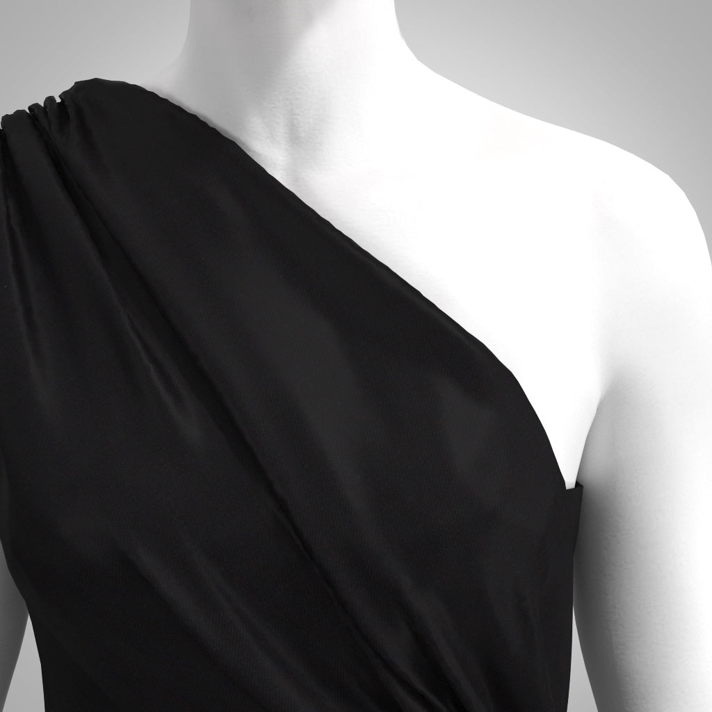 Turin - Black Twill Viscose Rich Ponte de Roma Stretch Fabric
