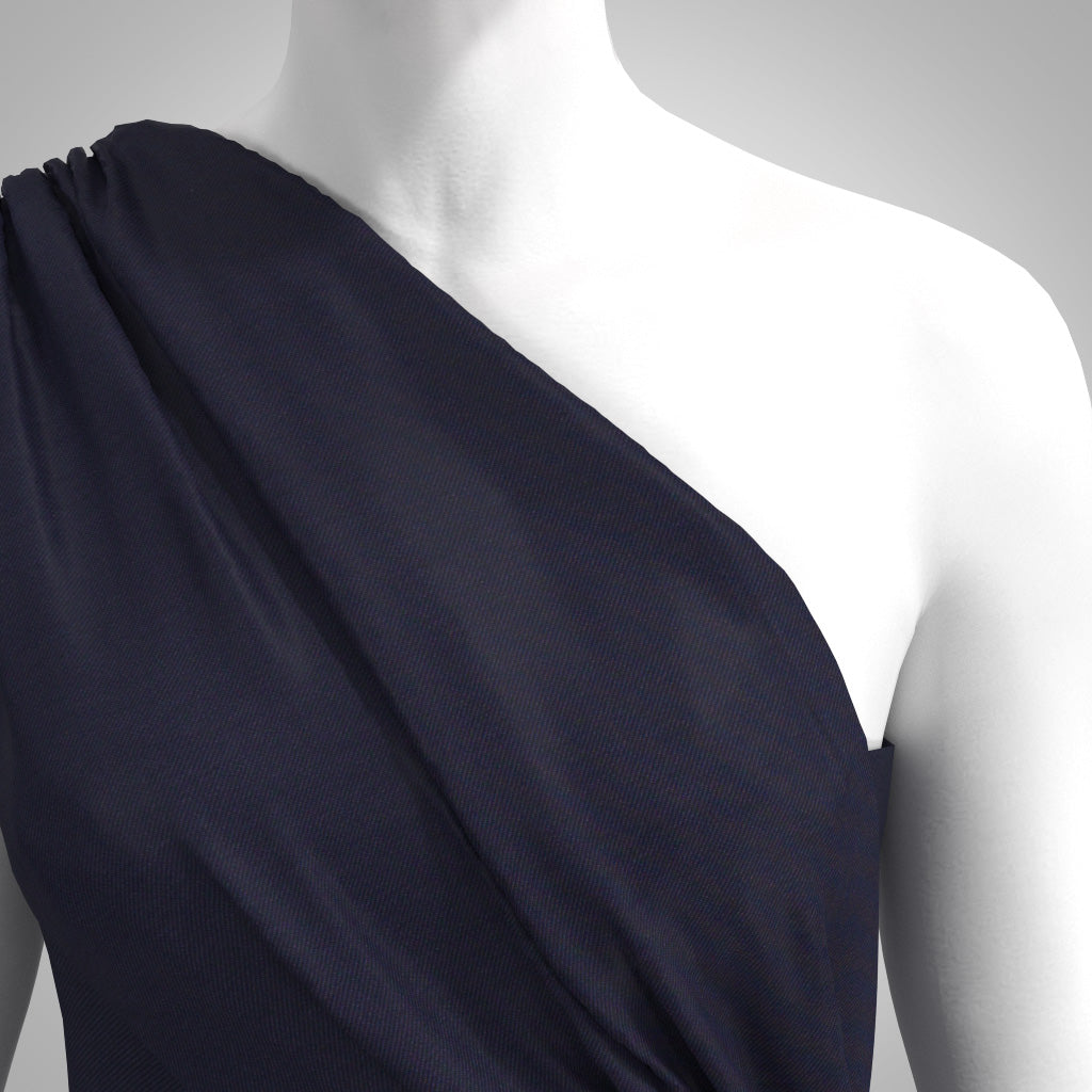 Turin - Navy Twill Viscose Rich Ponte de Roma Stretch Fabric