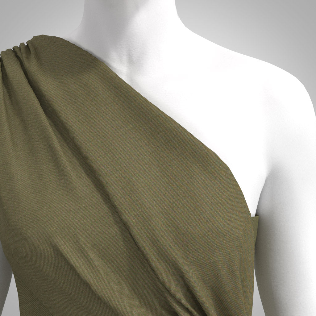 Turin - Pine Needle Green Twill Viscose Rich Ponte de Roma Stretch Fabric