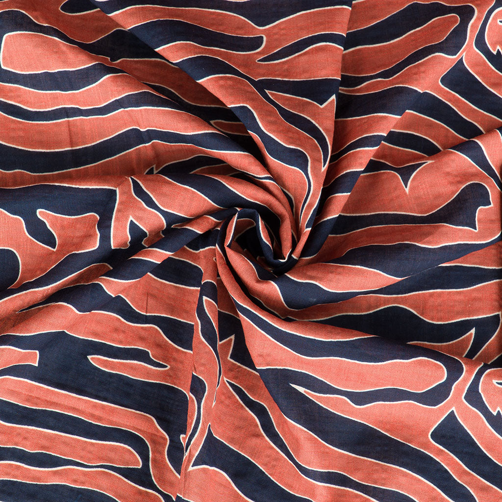 Tuscany - Navy and Rust, Counterpart, Cotton and Viscose Woven Voile Fabric