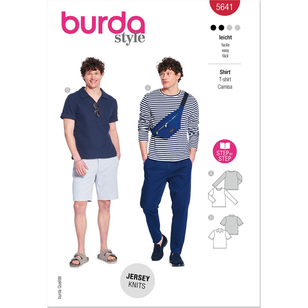 Burda Style Pattern 5641 Mens T shirts B5641 Image 1 From Patternsandplains.com