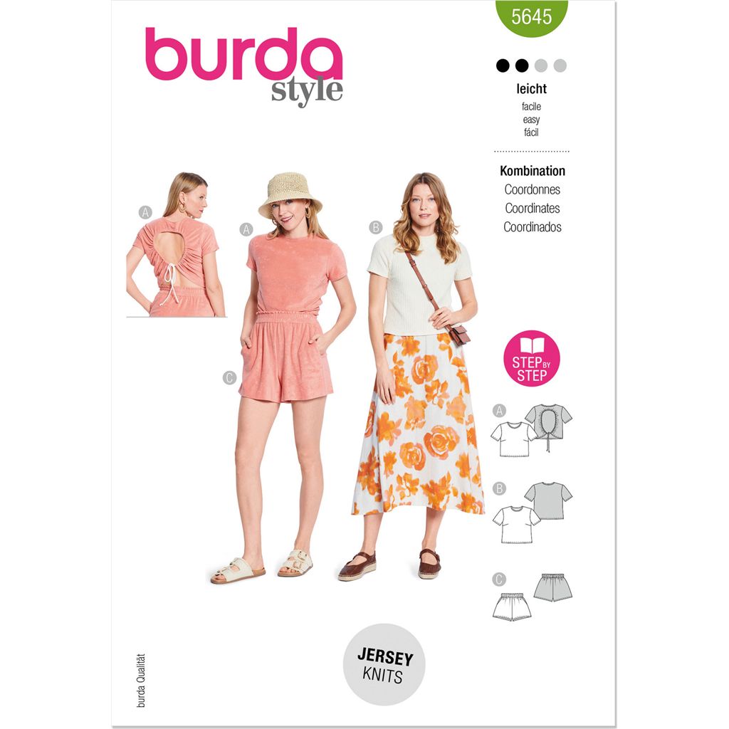 Burda Style Pattern 5645 Misses Shirt and Shorts B5645 Image 1 From Patternsandplains.com