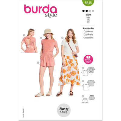 Burda Style Pattern 5645 Misses Shirt and Shorts B5645 Image 1 From Patternsandplains.com