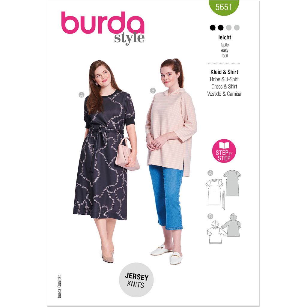 Burda Style Pattern 5651 Misses Hoodie and Dress B5651 Image 1 From Patternsandplains.com