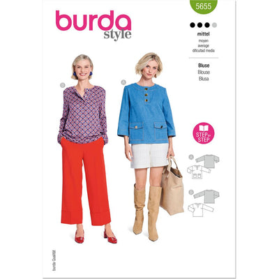 Burda Style Pattern 5655 Misses Blouses B5655 Image 1 From Patternsandplains.com