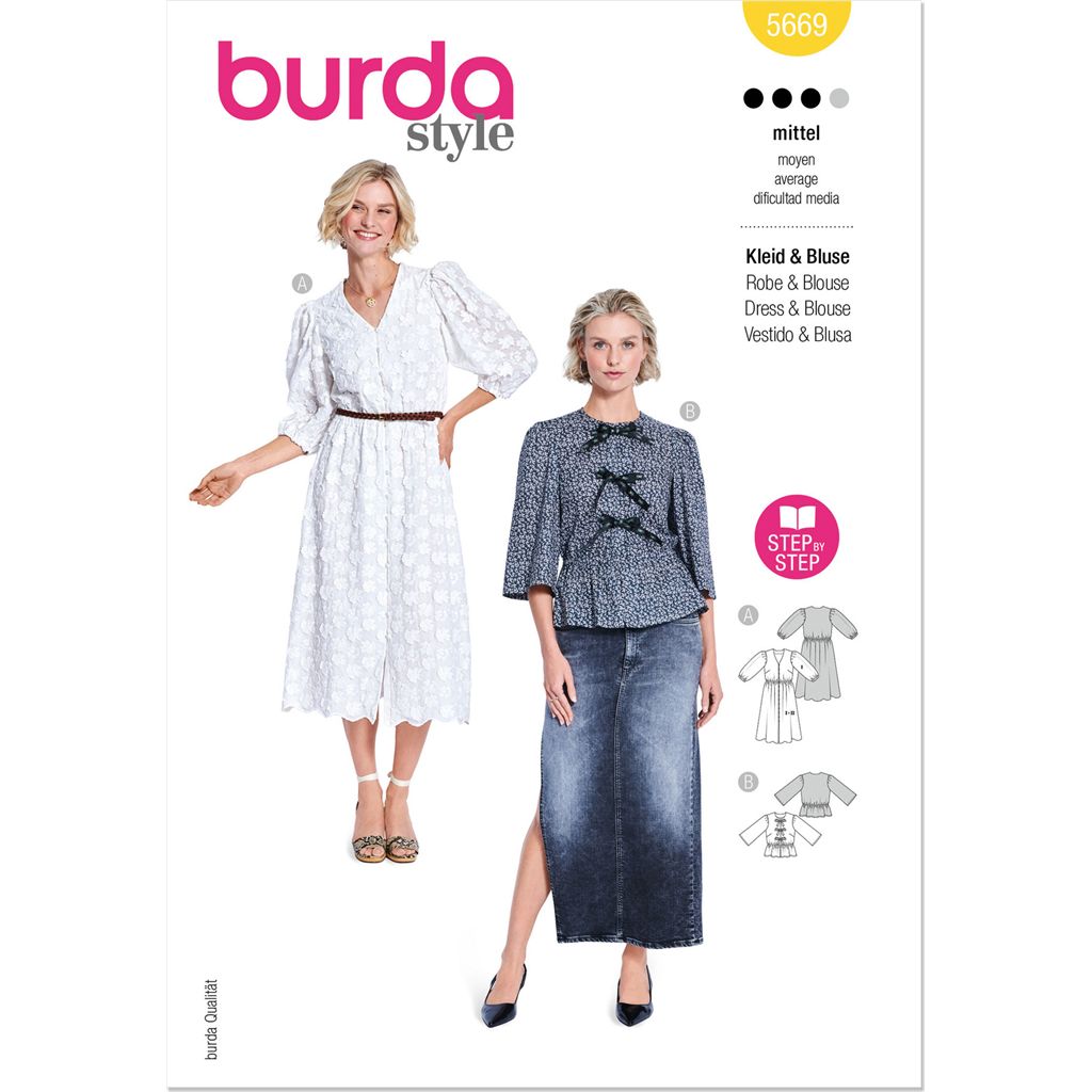 Burda Style Pattern 5669 Misses Dress and Blouse B5669 Image 1 From Patternsandplains.com