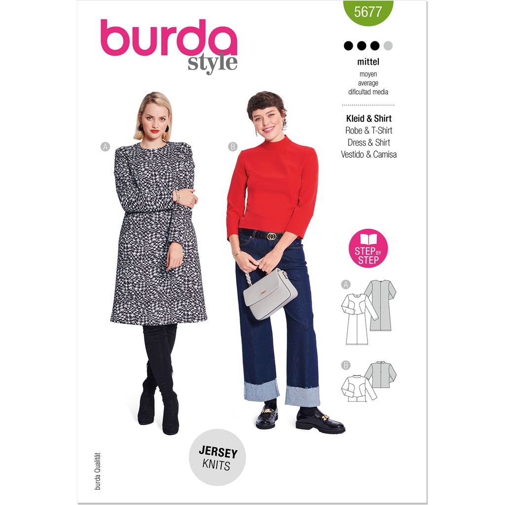Burda Style Pattern 5677 Misses Dress and Shirt B5677 Image 1 From Patternsandplains.com