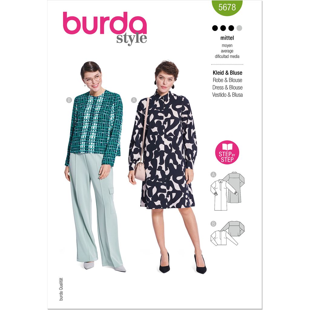 Burda Style Pattern 5678 Misses Dress and Blouse B5678 Image 1 From Patternsandplains.com