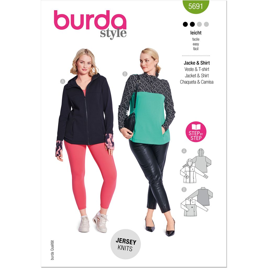 Burda Style Pattern 5691 Misses Sports Shirts B5691 Image 1 From Patternsandplains.com