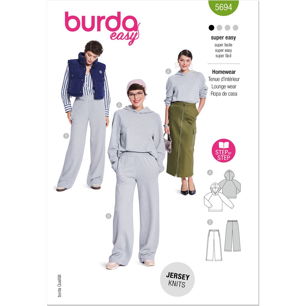 Burda Style Pattern 5694 Misses Sweater and Sweatpants B5694 Image 1 From Patternsandplains.com