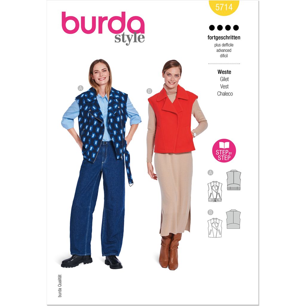 Burda Style Pattern 5714 Misses Vests B5714 Image 1 From Patternsandplains.com