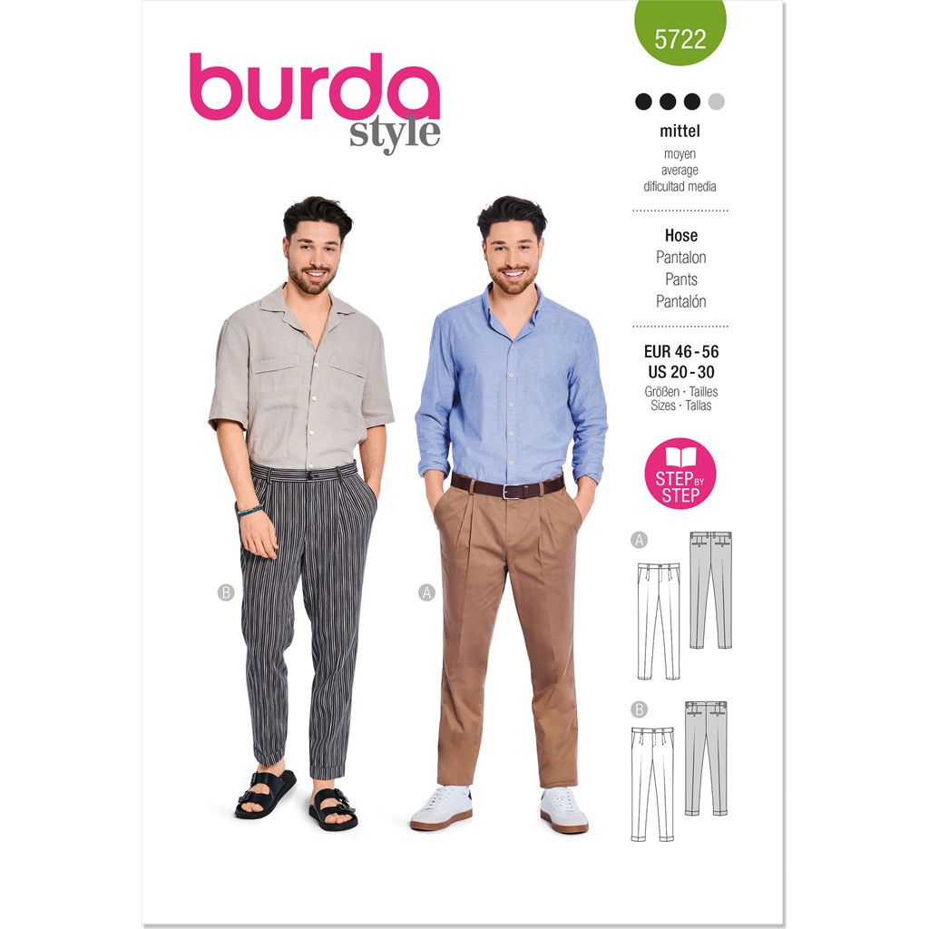 Burda Style Pattern 5722 Mens Trousers B5722 Image 1 From Patternsandplains.com