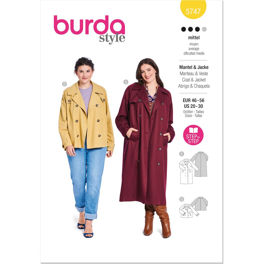 Burda Style Pattern 5747 Misses Jacket and Coat B5747 Image 1 From Patternsandplains.com