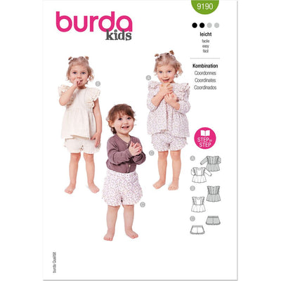 Burda Style Pattern 9190 Babies Top and Pants B9190 Image 1 From Patternsandplains.com