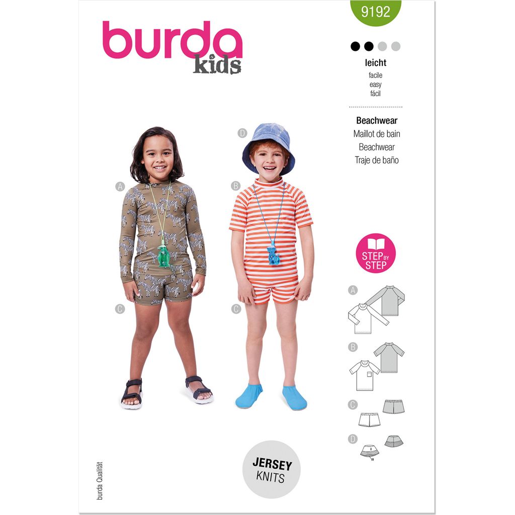 Burda Style Pattern 9192 Childrens Beachwear B9192 Image 1 From Patternsandplains.com