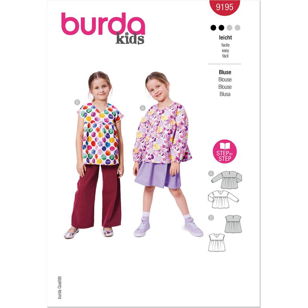 Burda Style Pattern 9195 Childrens Blouse B9195 Image 1 From Patternsandplains.com