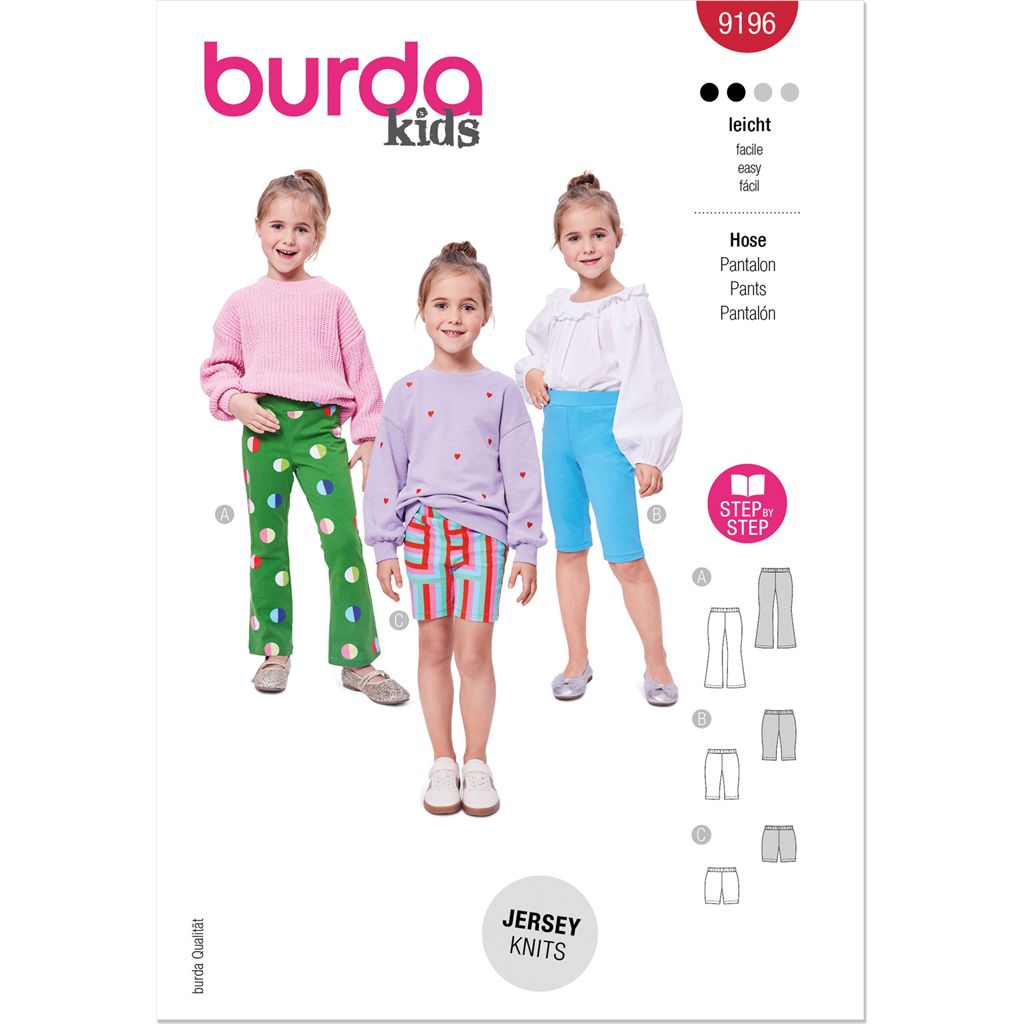 Burda Style Pattern 9196 Childrens Leggings B9196 Image 1 From Patternsandplains.com