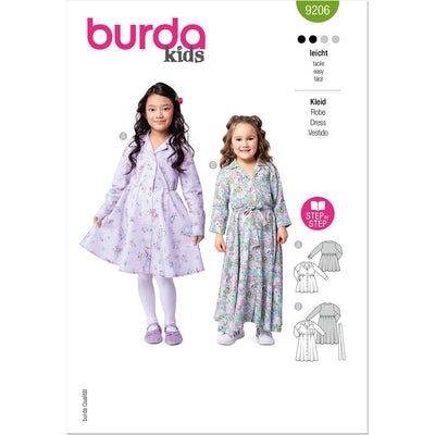 Burda Style Pattern 9206 Childrens Dresses B9206 Image 1 From Patternsandplains.com