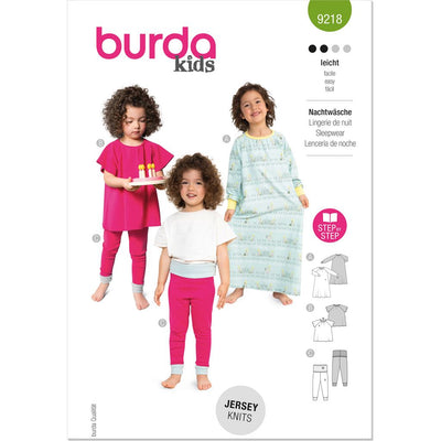 Burda Style Pattern 9218 Childrens Sleepwear B9218 Image 1 From Patternsandplains.com