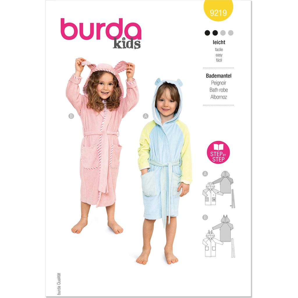 Burda Style Pattern 9219 Childrens Bathrobe B9219 Image 1 From Patternsandplains.com