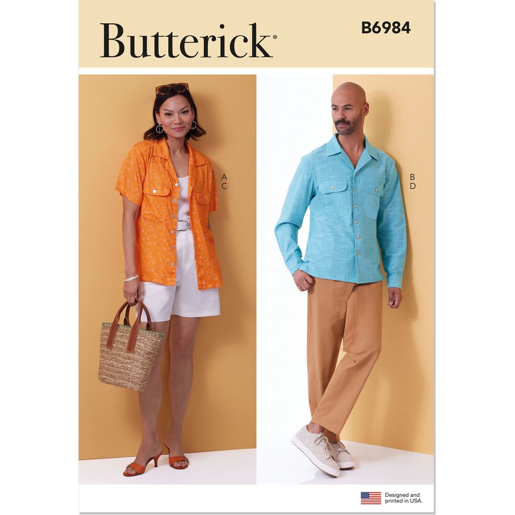 Butterick Pattern B6984 Unisex Shirts Shorts and Pants 6984 Image 1 From Patternsandplains.com