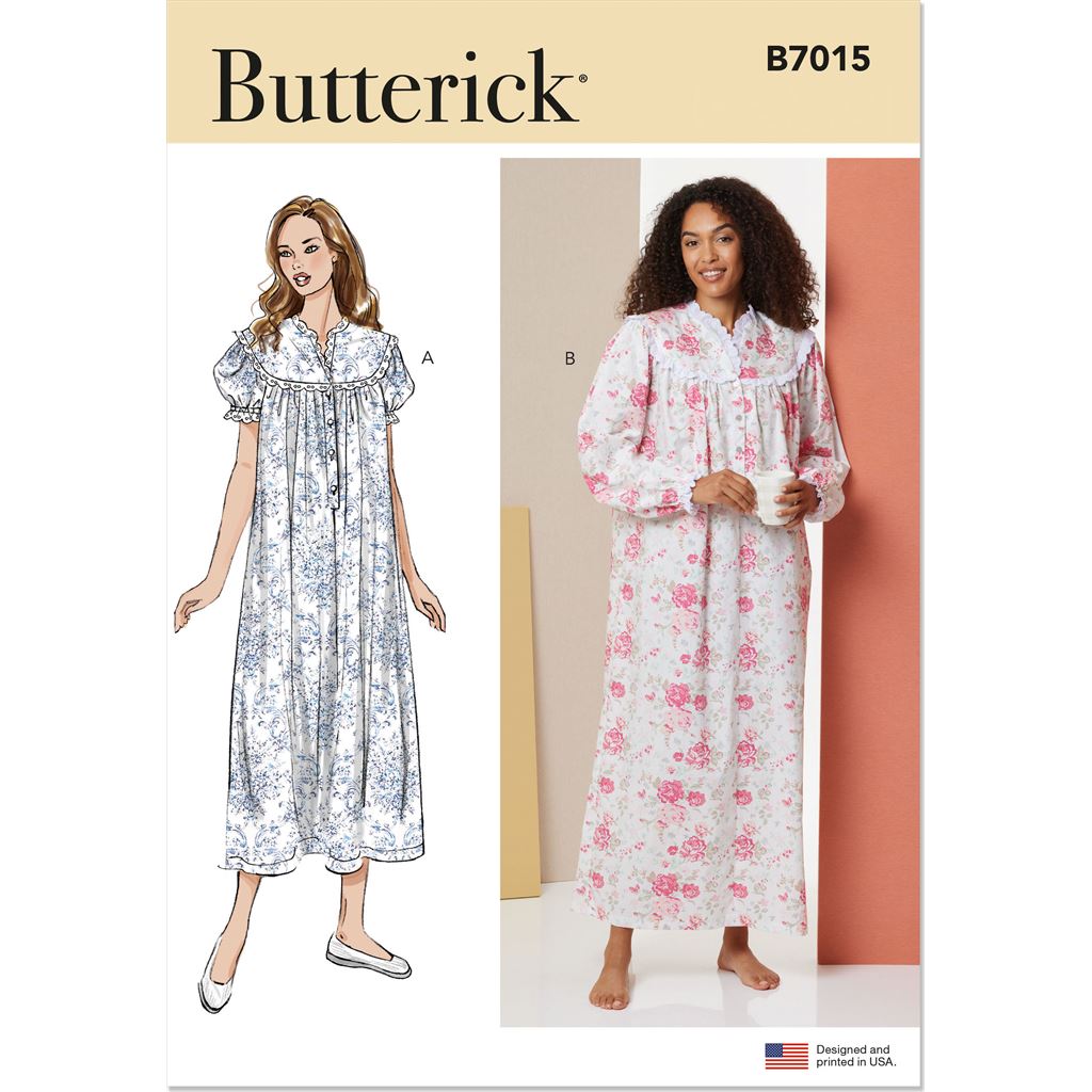 Butterick Pattern B7015 Misses Nightgown with Sleeve and Length Variations 7015 Image 1 From Patternsandplains.com