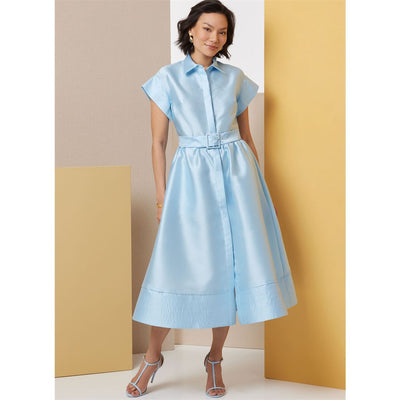 Butterick Pattern B7021 Misses Dress with Belt Sleeve and Length Variations 7021 Image 2 From Patternsandplains.com