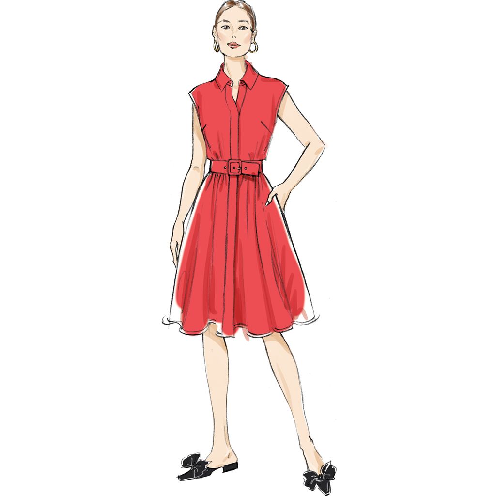 Butterick Pattern B7021 Misses Dress with Belt Sleeve and Length Variations 7021 Image 3 From Patternsandplains.com