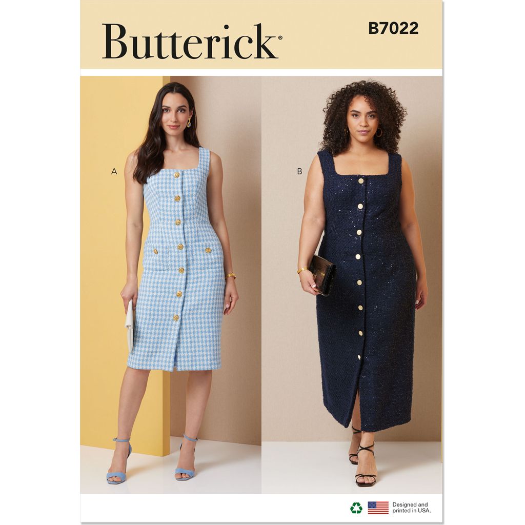 Butterick Pattern B7022 Misses and Womens Dress in Two Lengths with Petite Lines 7022 Image 1 From Patternsandplains.com