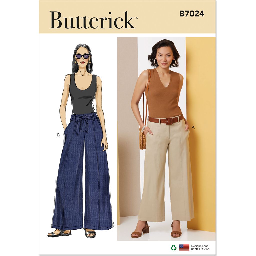 Butterick Pattern B7024 Misses Pants in Two Lengths and Tie Belt 7024 Image 1 From Patternsandplains.com