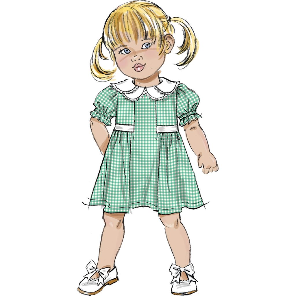 Butterick Pattern B7032 Toddlers Dress with Sleeve and Neckline Variations 7032 Image 4 From Patternsandplains.com