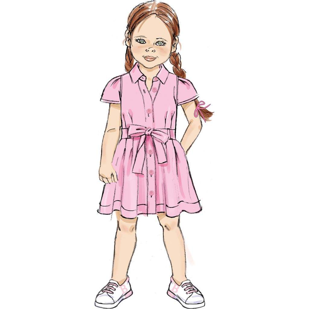 Butterick Pattern B7033 Childrens Dress with Sleeve Variations and Tie Belt 7033 Image 4 From Patternsandplains.com