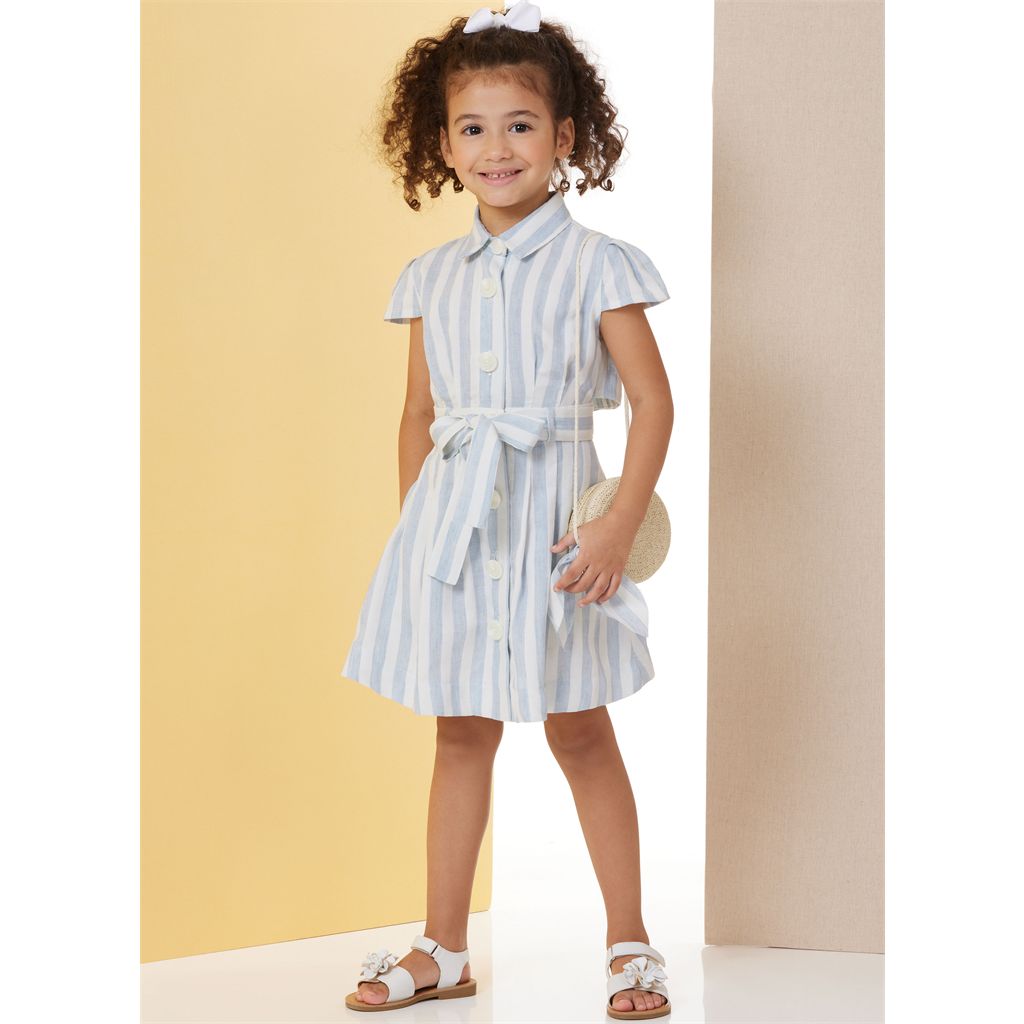 Butterick Pattern B7033 Childrens Dress with Sleeve Variations and Tie Belt 7033 Image 5 From Patternsandplains.com