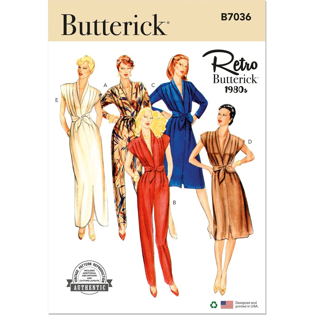 Butterick Pattern B7036 Misses Jumpsuit Dress and Sash 7036 Image 1 From Patternsandplains.com