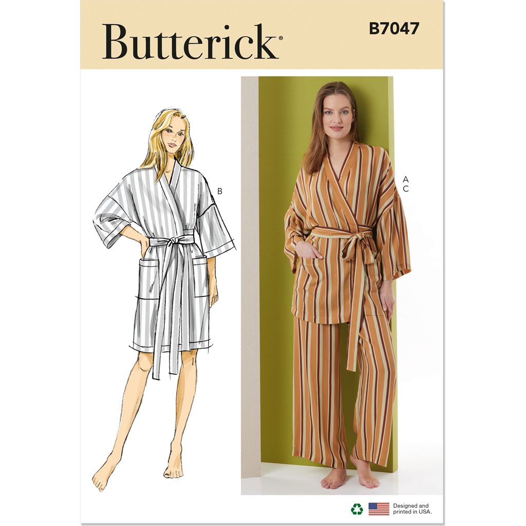 Butterick Pattern B7047 Misses Robe in Two Lengths and Pants 7047 Image 1 From Patternsandplains.com